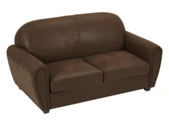 Vente-unique Sofá*Sofá de clube VICTORY III de 3 lugares em microfibra com aparência de couro envelhecido. Castanho