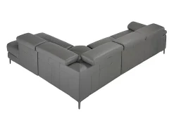 Sofá de relaxamento com chaise longue direita em pele cinzenta escura 6111^Angel Cerda