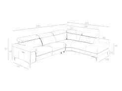 Sofá de relaxamento com chaise longue direita em pele cinzenta escura 6111^Angel Cerda