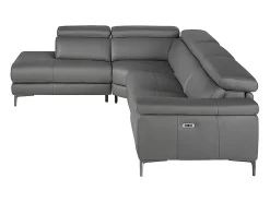 Online Sofá de relaxamento com chaise longue esquerda em pele cinzenta escura 6112 Sofá