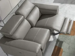 Angel Cerda Sofá*Sofá de relaxamento de 3 lugares em pele cinzenta escura 6122 Bege