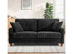Sofá de Veludo Caneado 2 Lugares, com 2 Almofadas, assentos profundos de 56cm, 178x76x89cm,^DripeX Hot