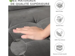 Sofá de veludo cinza de 2 - sofá de veludo cinza, mini sofá de quarto, com apoios de braços cônicos e pés, uma região lombar - 148,5x78x85cm^DripeX Outlet