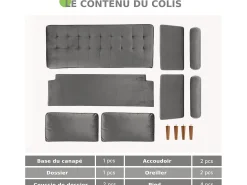 Sofá de veludo cinza de 2 - sofá de veludo cinza, mini sofá de quarto, com apoios de braços cônicos e pés, uma região lombar - 148,5x78x85cm^DripeX Outlet