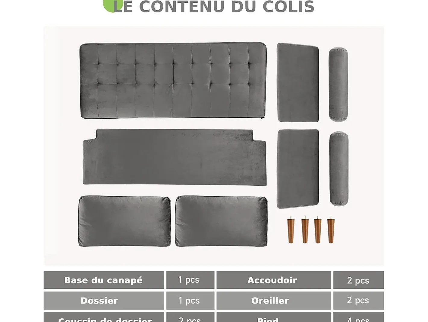 Sofá de veludo cinza de 2 - sofá de veludo cinza, mini sofá de quarto, com apoios de braços cônicos e pés, uma região lombar - 148,5x78x85cm^DripeX Outlet