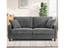 Sofá de veludo cotelê de 2 lugares, Sofá estofado moderno reto grande com assentos extra profundos 56cm - 2 almofadas - 178x76x89cm -*DripeX Best