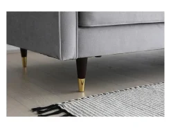 Clearance Sofá direito de design vintage de 3 lugares em veludo cinza claro NALHA - Estilo Escandinavo Sofá