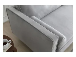 Clearance Sofá direito de design vintage de 3 lugares em veludo cinza claro NALHA - Estilo Escandinavo Sofá