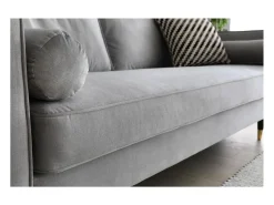Clearance Sofá direito de design vintage de 3 lugares em veludo cinza claro NALHA - Estilo Escandinavo Sofá
