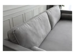 Clearance Sofá direito de design vintage de 3 lugares em veludo cinza claro NALHA - Estilo Escandinavo Sofá