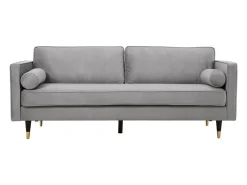 Clearance Sofá direito de design vintage de 3 lugares em veludo cinza claro NALHA - Estilo Escandinavo Sofá