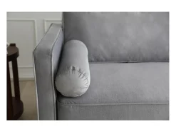Clearance Sofá direito de design vintage de 3 lugares em veludo cinza claro NALHA - Estilo Escandinavo Sofá