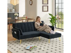 Best Sofá dobrável moderno - Sofá em L - Sofá-cama com canto adicional - Sofá