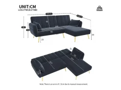 Best Sofá dobrável moderno - Sofá em L - Sofá-cama com canto adicional - Sofá