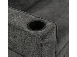 Sofá dobrável moderno para 2 pessoas - com porta-copos - com portas de carregamento USB - com almofadas - tecido de pelúcia - Cinza^ModernLuxe Sale