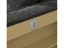 Sofá dobrável moderno para 2 pessoas - com porta-copos - com portas de carregamento USB - com almofadas - tecido de pelúcia - Cinza^ModernLuxe Sale
