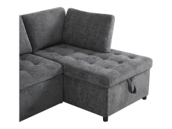 Outlet Sofá em L com sofá-cama arquivado - com espaço de armazenamento - carregamento USB - 2 almofadas - Cinza Sofá