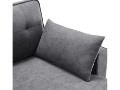 Sofá em U 270x130x86 cm - Sofá acolchoado - Tecido de algodão e linho - Com porta-copos - Dois compartimentos de arrumação - Cinza^ModernLuxe Online