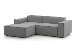 Talamo Italia Sofá*Sofá fixo Daniela, Sofá modular grande de 2 lugares com península esquerda, 100% Fabricado na Itália, Sofá de tecido moderno, 240x170h70 cm, Cinza Cinzento
