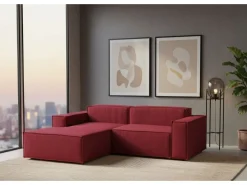 Hot Sofá fixo Daniela, Sofá modular grande de 2 lugares com península esquerda, 100% Fabricado na Itália, Sofá de tecido moderno, 240x170h70 cm, Sofá