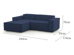 Clearance Sofá fixo Dcagnan, Sofá modular grande de 2 lugares com península esquerda, 100% Fabricado na Itália, Sofá de tecido moderno, 240x170h70 cm, Sofá