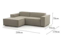 Online Sofá fixo Dcagnan, Sofá modular grande de 2 lugares com península esquerda, 100% Fabricado na Itália, Sofá de tecido moderno, 240x170h70 cm, Taupe Sofá