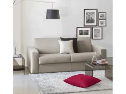 Talamo Italia Sofá*Sofá fixo Dciucc, sofá de 3 lugares, 100% Fabricado na Itália, Sofá da sala em tecido acolchoado, com braços padrão, 220x95h90 cm, Taupe Cinzento