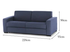 Talamo Italia Sofá*Sofá fixo Dciucc, sofá de 3 lugares, 100% Fabricado na Itália, Sofá da sala em tecido acolchoado, com braços padrão, 220x95h90 cm, Azul