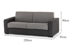 Talamo Italia Sofá*Sofá fixo Dciucc, sofá de 3 lugares, 100% Fabricado na Itália, Sofá da sala em tecido acolchoado, com braços padrão, 220x95h90 cm, Cinza e Antracite Cinzento