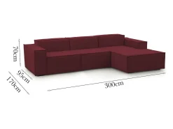 Outlet Sofá fixo Ddzek, sofá modular de 3 lugares com península direita, 100% Fabricado na Itália, Sofá de tecido moderno, 300x170h70 cm, Sofá