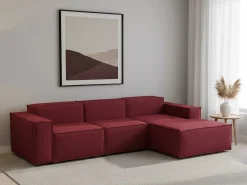 Outlet Sofá fixo Ddzek, sofá modular de 3 lugares com península direita, 100% Fabricado na Itália, Sofá de tecido moderno, 300x170h70 cm, Sofá