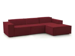 Outlet Sofá fixo Ddzek, sofá modular de 3 lugares com península direita, 100% Fabricado na Itália, Sofá de tecido moderno, 300x170h70 cm, Sofá