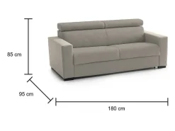 Talamo Italia Sofá*Sofá fixo Dgambar, ofá de 2 lugare, 100% Made in Italy, Sofá de ala, em tecido acolchoado, com apoio de cabeça ajutávei â€<â€<e braço tandard, 180x95h85 cm, Taupe Cinzento