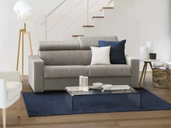 Talamo Italia Sofá*Sofá fixo Dgambar, ofá de 2 lugare, 100% Made in Italy, Sofá de ala, em tecido acolchoado, com apoio de cabeça ajutávei â€<â€<e braço tandard, 180x95h85 cm, Taupe Cinzento