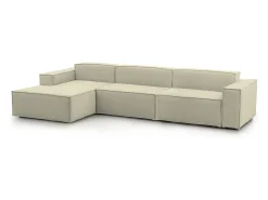 Talamo Italia Sofá*Sofá fixo Dgarzy, sofá modular de 4 lugares com península esquerda, 100% Fabricado na Itália, Sofá de tecido moderno, 340x170h70 cm, Bege