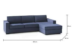 Clearance Sofá fixo Dgodea, Sofá de canto, 100% Fabricado na Itália, Sofá da sala com península direita de armazenamento, com braços finos, 260x95h90 cm, Sofá