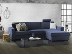 Clearance Sofá fixo Dgodea, Sofá de canto, 100% Fabricado na Itália, Sofá da sala com península direita de armazenamento, com braços finos, 260x95h90 cm, Sofá
