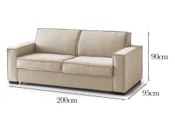 Clearance Sofá fixo Dgozz, Sofá grande de 2 lugares, 100% Fabricado na Itália, Sofá da sala em tecido, com braços padrão, 200x95h90 cm, Sofá