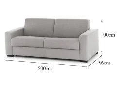 Talamo Italia Sofá*Sofá fixo Dgrabb, sofá de 3 lugares, 100% Fabricado na Itália, Sofá da sala, em tecido acolchoado, com braços finos, 200x95h90 cm, Cinza Cinzento