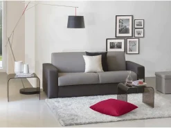Talamo Italia Sofá*Sofá fixo Dgrabb, sofá de 3 lugares, 100% Fabricado na Itália, Sofá da sala, em tecido acolchoado, com braços finos, 200x95h90 cm, Cinza e Antracite Cinzento