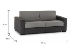 Talamo Italia Sofá*Sofá fixo Dgrabb, sofá de 3 lugares, 100% Fabricado na Itália, Sofá da sala, em tecido acolchoado, com braços finos, 200x95h90 cm, Cinza e Antracite Cinzento