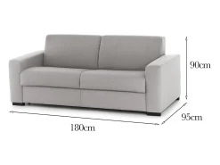Talamo Italia Sofá*Sofá fixo Dgunte, Sofá grande de 2 lugares, 100% Fabricado na Itália, Sofá da sala, em tecido acolchoado, com braços finos, 180x95h90 cm, Cinza Cinzento