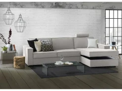 Talamo Italia Sofá*Sofá fixo Dkiyin, Sofá de canto, 100% Fabricado na Itália, Sofá da sala com península de contêiner direita, com braços padrão, 280x95h90 cm, Cinza Cinzento