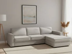 Talamo Italia Sofá*Sofá fixo Dkiyin, Sofá de canto, 100% Fabricado na Itália, Sofá da sala com península de contêiner direita, com braços padrão, 280x95h90 cm, Cinza Cinzento