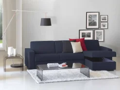 Sofá fixo Dland, Sofá de canto, 100% Made in Italy, Sofá de ala, com penínula de arrumação reverível, em tecido acolchoado, com braço tandard, 280x95h90 cm, Sofá