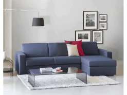Sofá fixo Dland, Sofá de canto, 100% Made in Italy, Sofá de ala, com penínula de arrumação reverível, em tecido acolchoado, com braço tandard, 280x95h90 cm, Sofá
