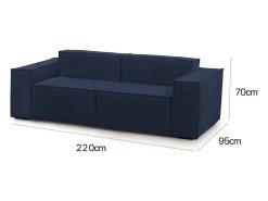 Sofá fixo Dlongh, sofá modular linear de 2 lugares, 100% Fabricado na Itália, Sofá moderno para sala em tecido, 220x95h70 cm,*Talamo Italia