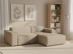 Sofá fixo Dlorenz, sofá modular de 2 lugares com península direita, 100% Fabricado na Itália, Sofá de tecido moderno, 220x170h70 cm,*Talamo Italia Online