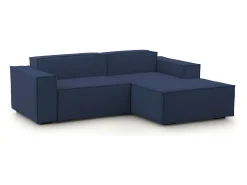Talamo Italia Sofá*Sofá fixo Dlorenz, sofá modular de 2 lugares com península direita, 100% Fabricado na Itália, Sofá de tecido moderno, 220x170h70 cm, Azul