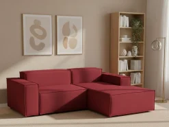 Sofá fixo Dlorenz, sofá modular de 2 lugares com península direita, 100% Fabricado na Itália, Sofá de tecido moderno, 220x170h70 cm,*Talamo Italia Sale